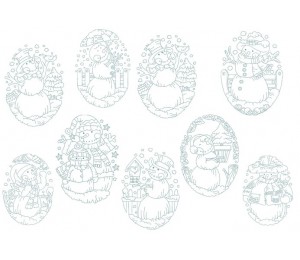 Stickserie - Schneemann Redwork